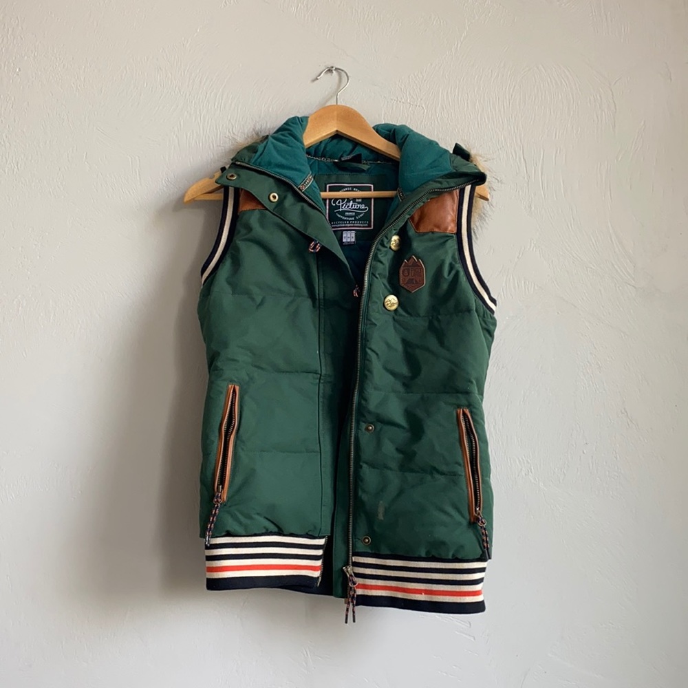 Picture vintage design puffer vest XS